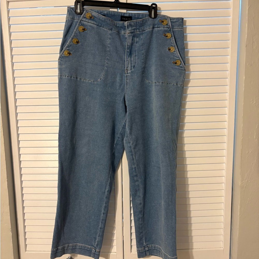 Talbots Blue Capris with Gold Buttons